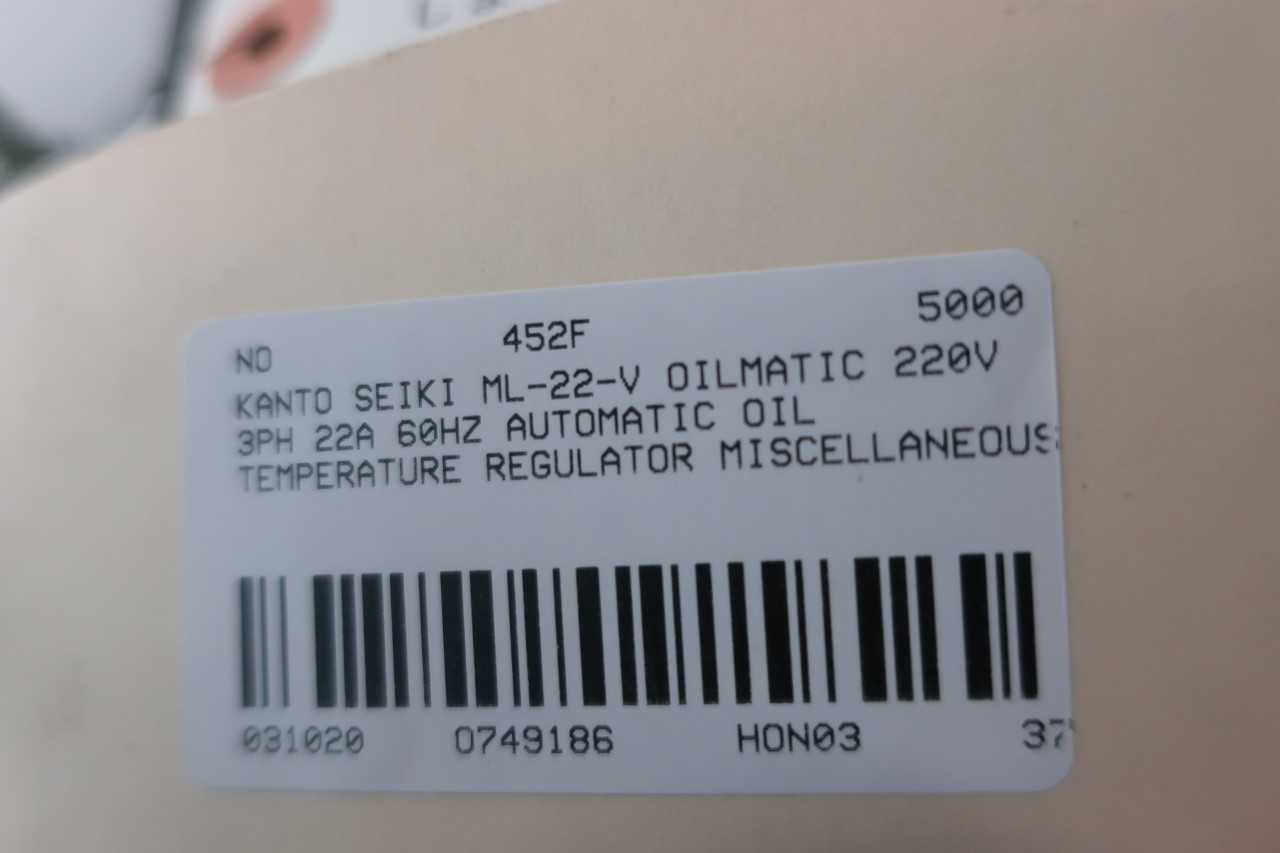 KANTO SEIKI ML 22 V OILMATIC 220V 3PH 22A 60HZ AUTOMATIC OIL TEMPERATURE REGULATOR MISCELLANEOUS - PRESSURE REDUCING REGULATOR VALVE