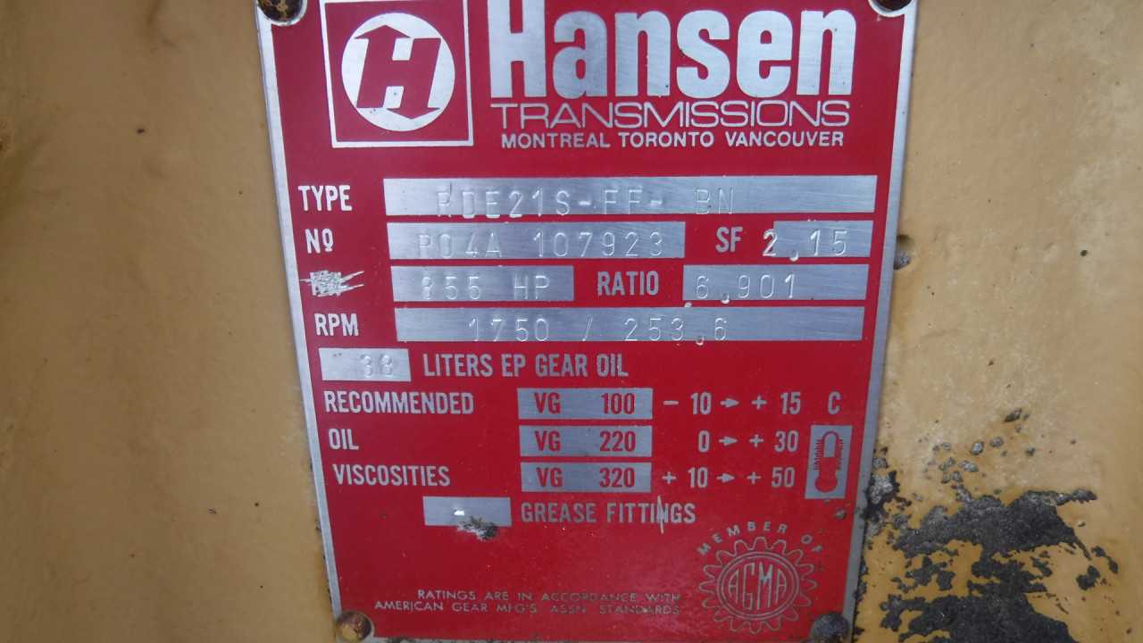 855 HP Hansen Gear Reducer Model RDE21S-FF-BN - GEAR REDUCERS
