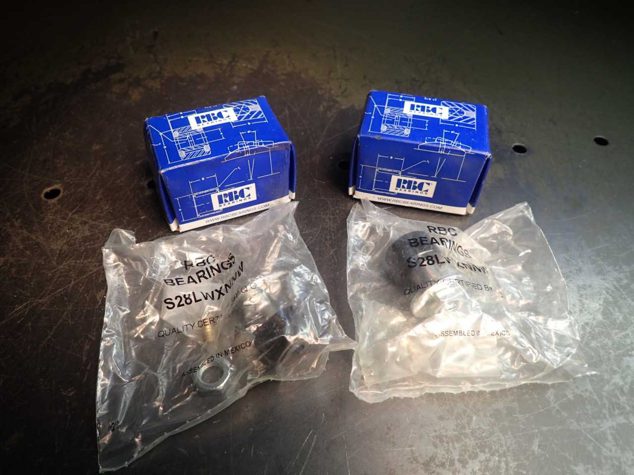 2 Pc RBC S-28-LWX Flat Cam Follower Bearings 7/8" Roller Dia 1/2" Wide 3/8" Stud - BEARINGS