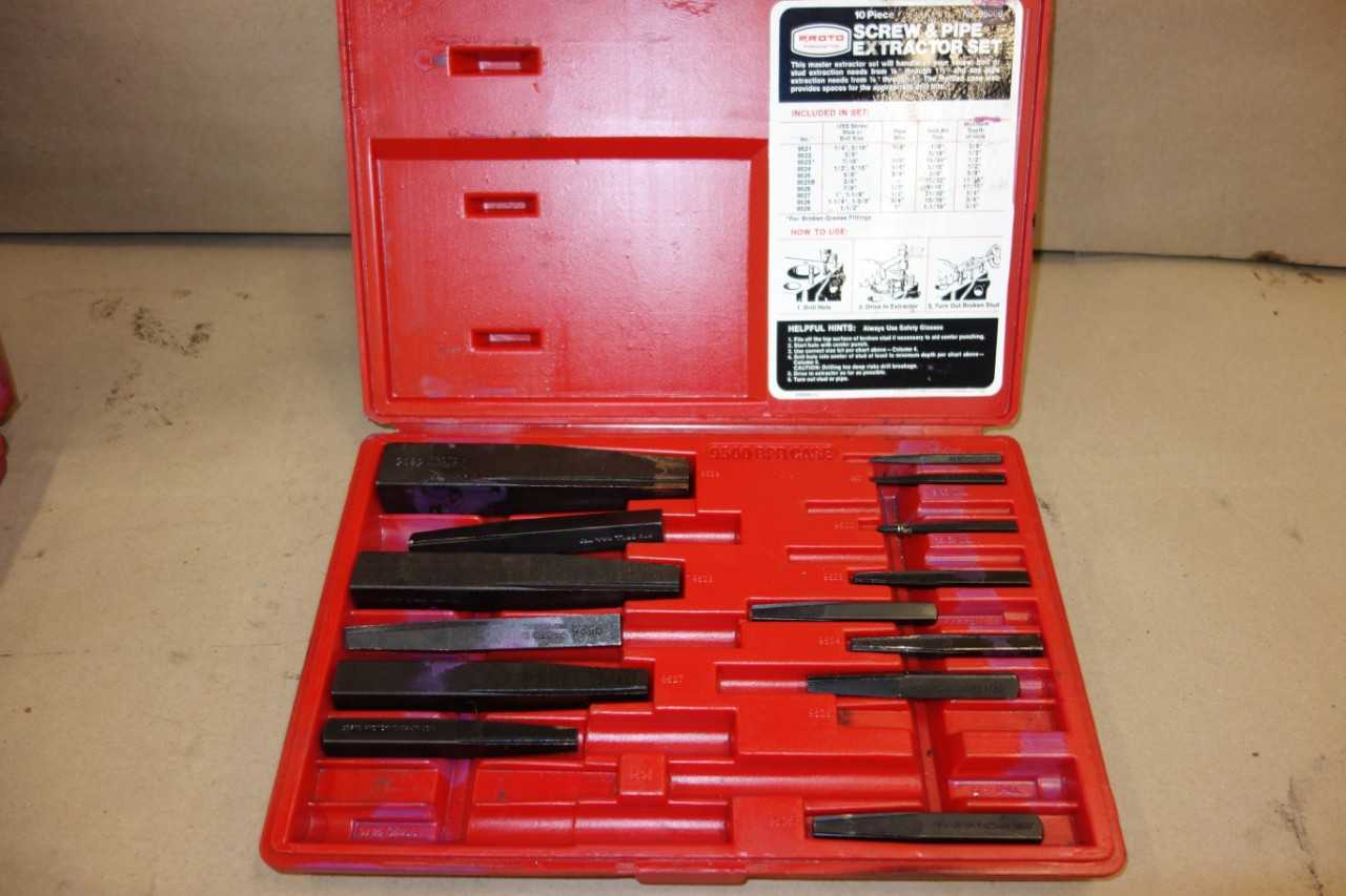 LOT OF 3 PROTO 9500B SCREW & PIPE EXTRACTOR SETS - ELECTRIC POWER TOOLS