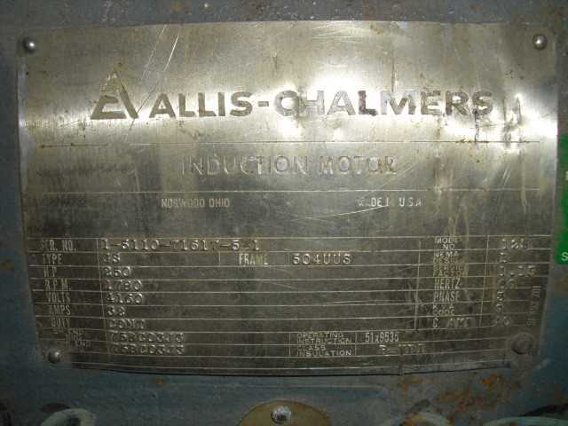 250 HP 1800 RPM 504UUS Frame Allis Chalmers Motor - ELECTRIC MOTORS