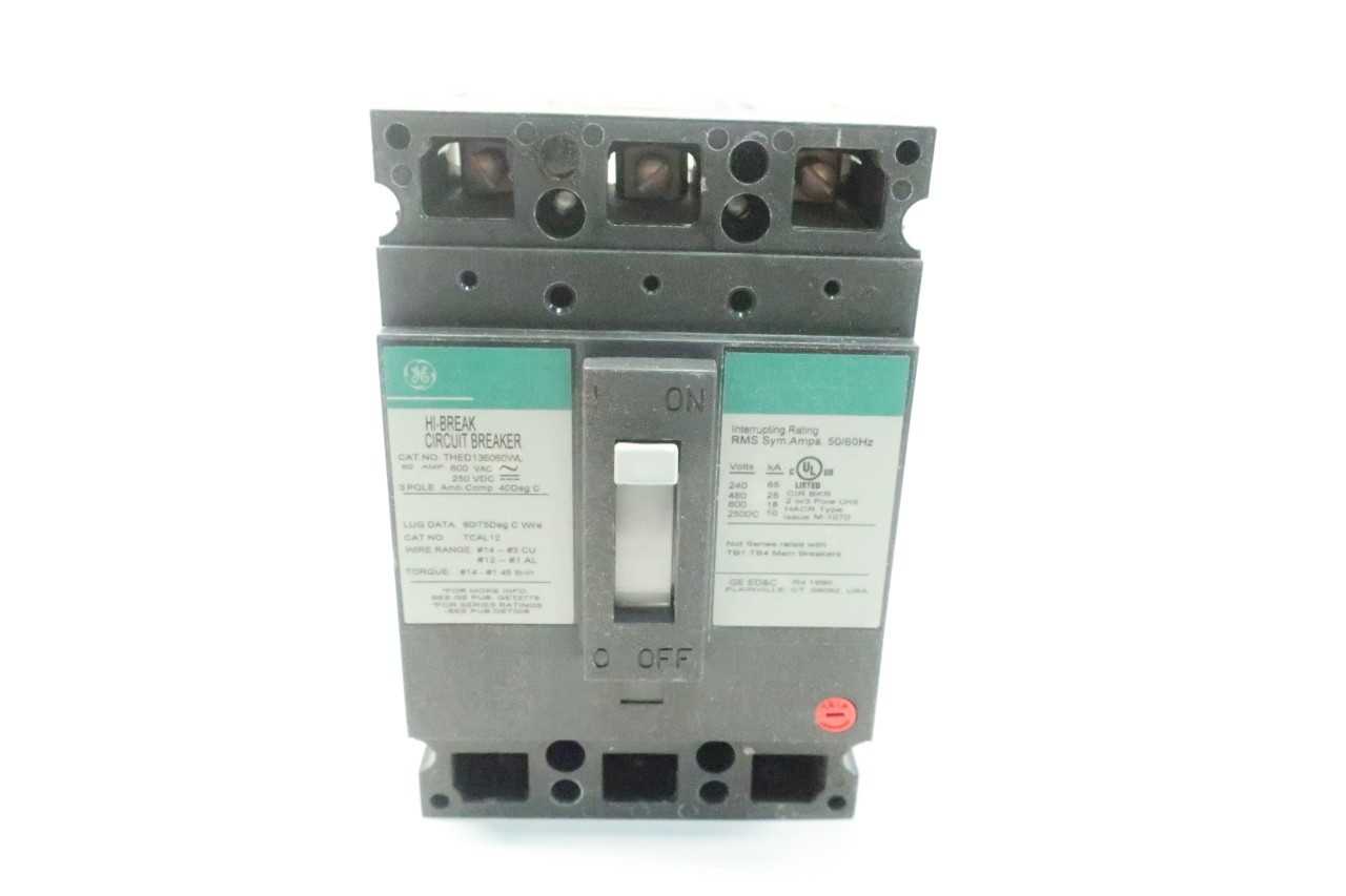 GENERAL ELECTRIC GE THED136060WL 3P 60A AMP 600V-AC MOLDED CASE CIRCUIT BREAKER - CIRCUIT BREAKERS