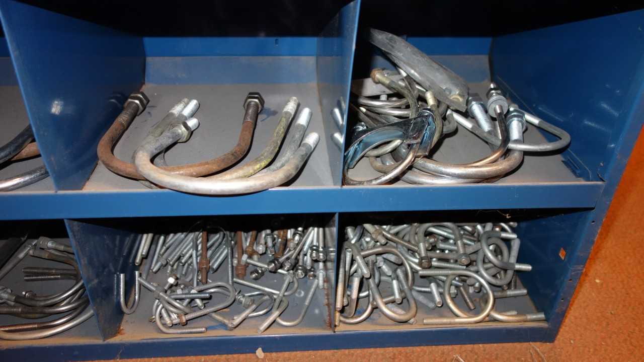 CONTENTS OF 4X STACKED PIGEON HOLE CABINET, ASSORTED ELECTRICAL CONDUIT - ELECTRICAL COMPONENTS