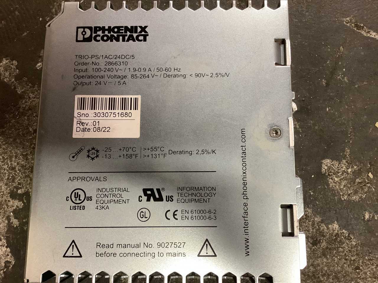 Lot of 15 Phoenix Contact Trio-PS/1AC/24DC/5 Power Supply - ELECTRICAL COMPONENTS