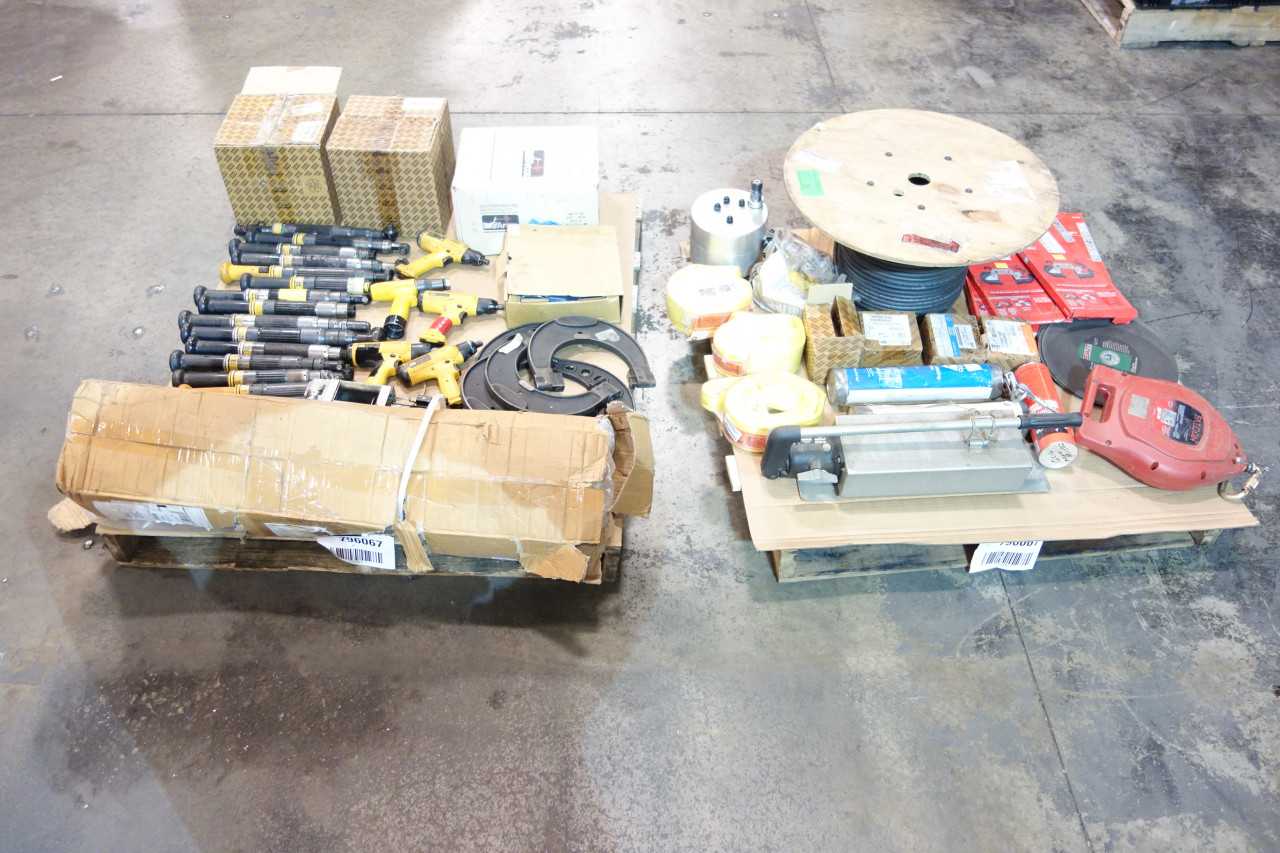 2 PALLETS OF ASSORTED TOOLS AND MISCELLANEOUS SUPPLIES - HAND TOOLS