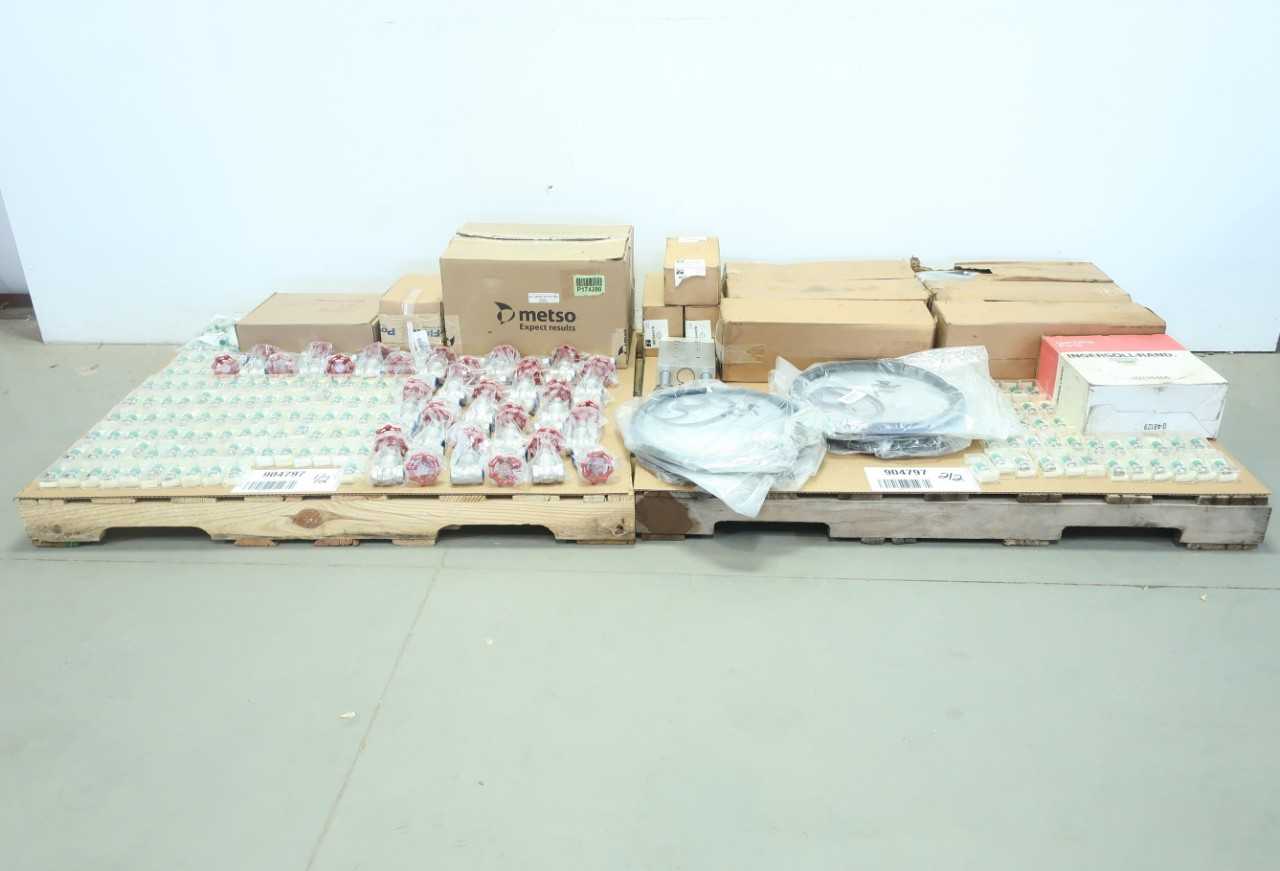 2 PALLETS OF ASSORTED SOLENOID VALVES, WEDGE GATE VALVES, PNEUMATIC FILTER ELEMENT, PNEUMATIC CYLINDER, BALL VALVE, FITTINGS - VALVES