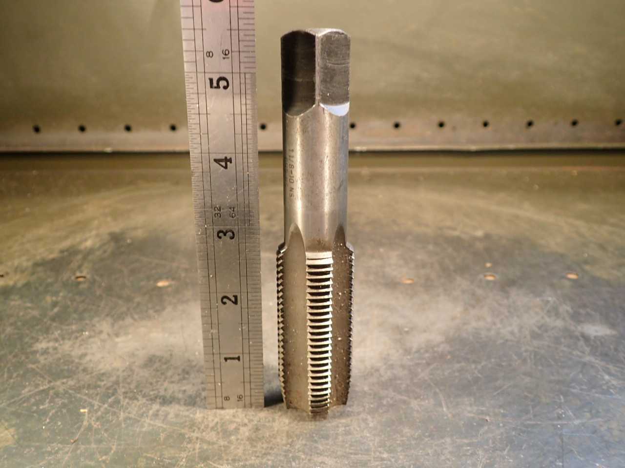 1-1/8" -10 NS HSS Hand Thread Tap: 2-5/8" Long Flutes, 5-1/2" OAL, GH-5, Poland - MACHINING ACCESSORIES & TOOLING