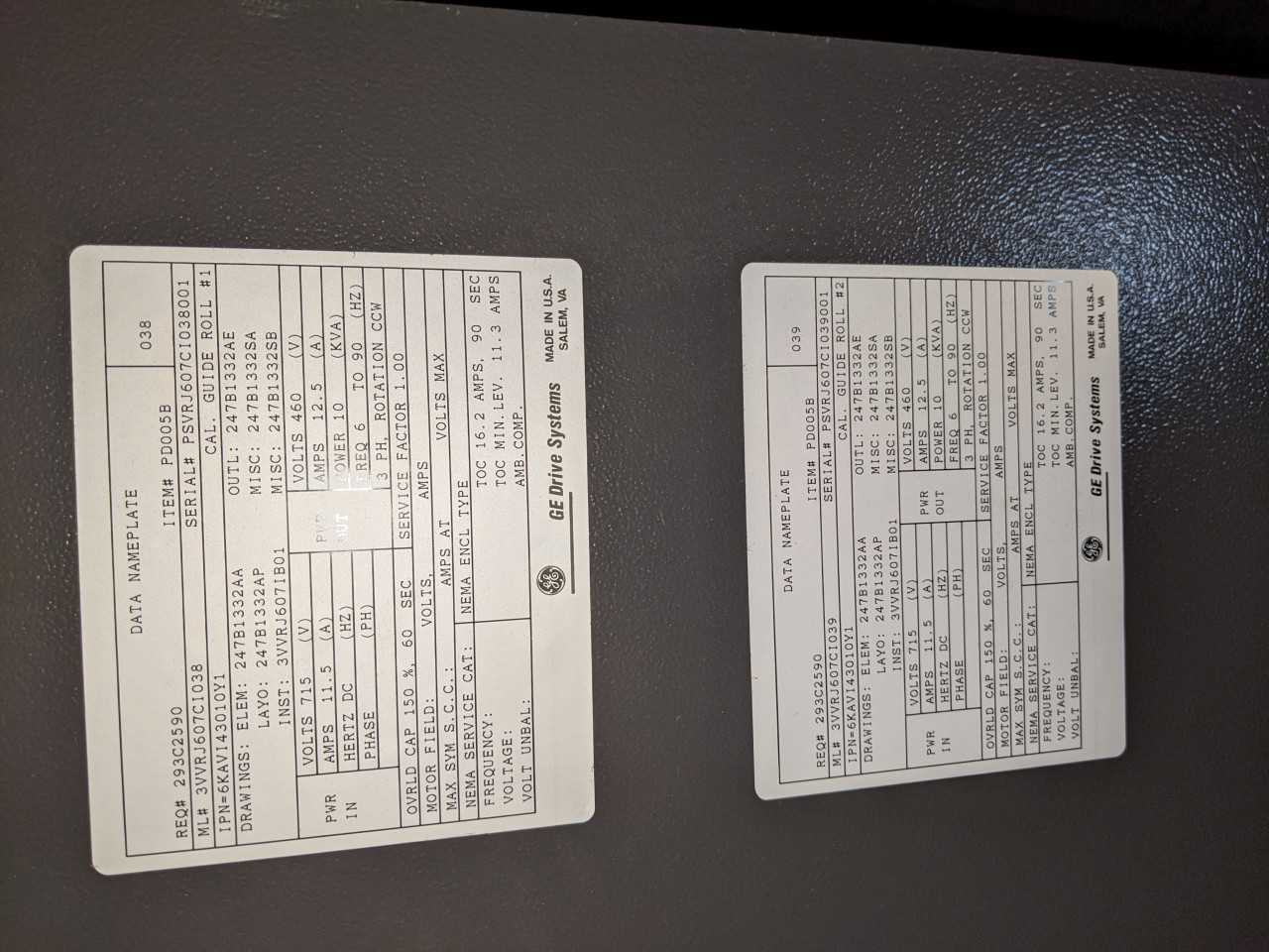 GE INNOVATION SERIES 3VVRJ607CI036 LV AC DRIVE CABINET - MOTOR DRIVES