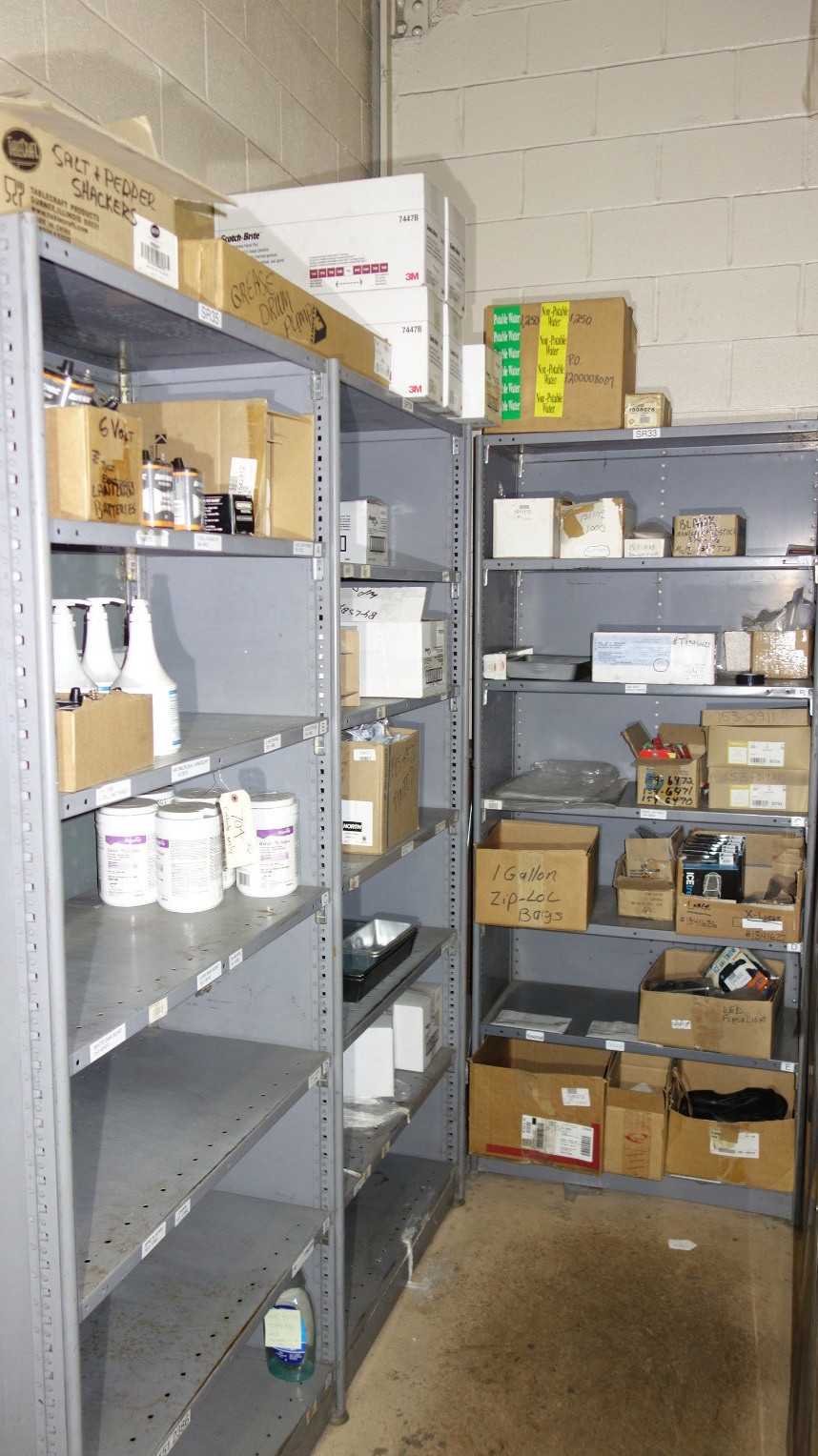 CONTENTS OF 7 SHELF COLUMNS, ASSORTED SAFETY EQUIPMENT - SAFETY EQUIPMENT