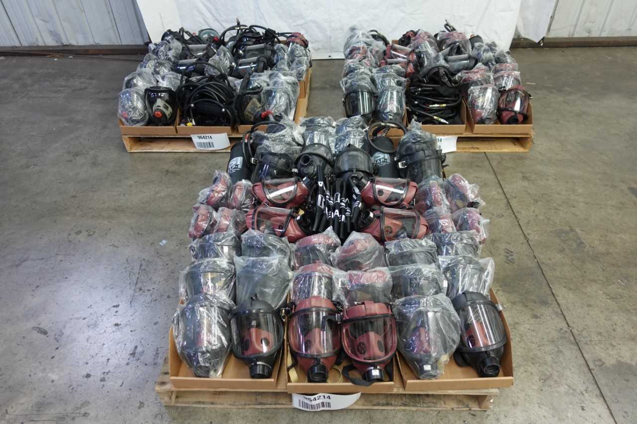 3 PALLETS OF ASSORTED ISI SUPPLIED AIR RESPIRATORS AND ACCESSORIES - ELECTRICAL COMPONENTS