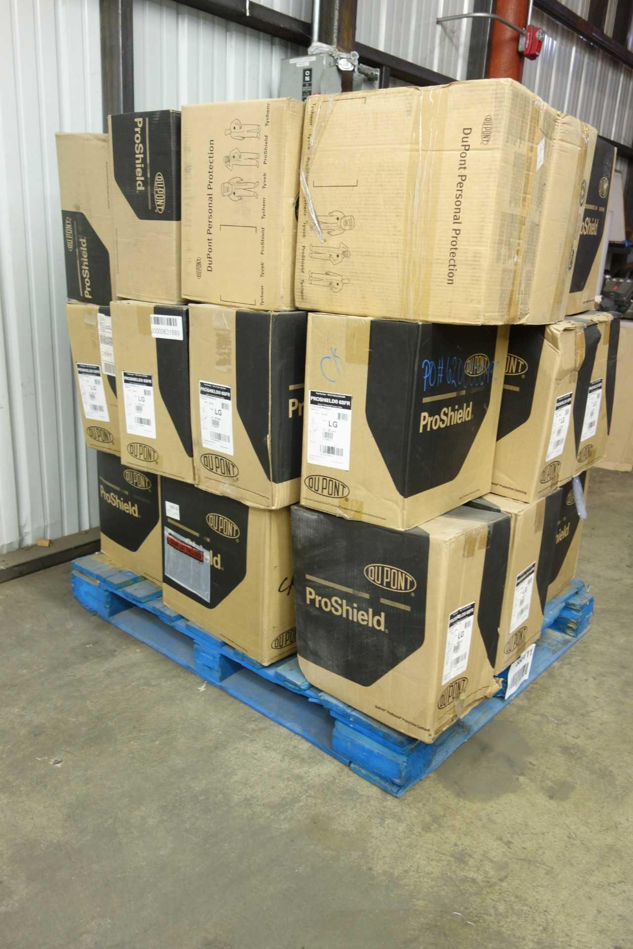 PALLET OF DUPONT PROSHIELD 60 AND 6SFR TEMPRO DISPOSABLE COVERALLS - SAFETY EQUIPMENT