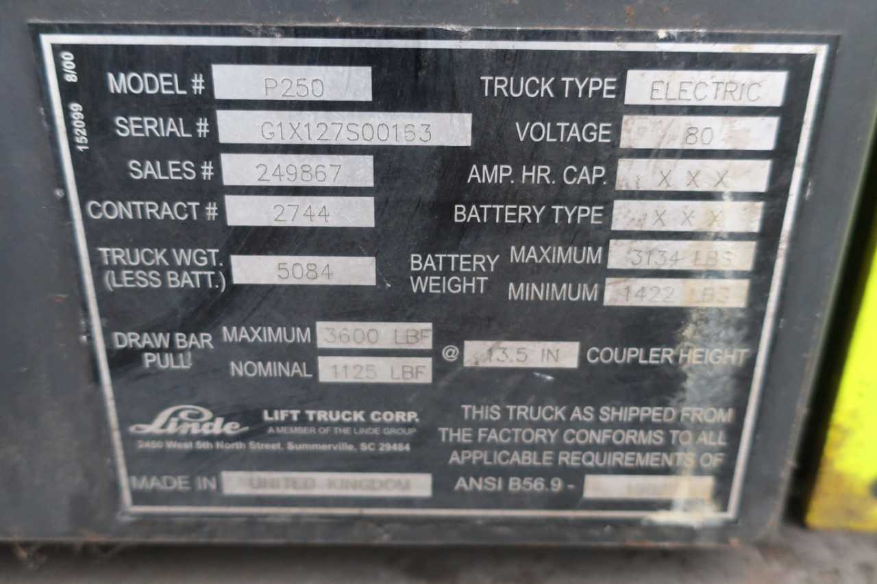 LINDE P250 80V ELECTRIC LOAD TRANSPORTER W/O BATTERY - ELECTRICAL COMPONENTS