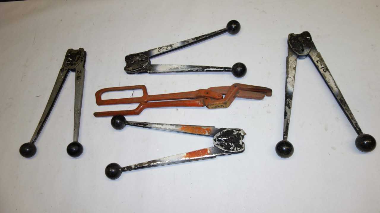 LOT OF ASSORTED STEEL BANDING CRIMPING TOOLS - ELECTRIC POWER TOOLS