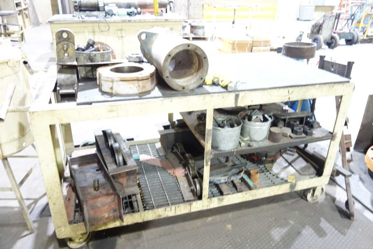 Steel work table 3'x6' with contents - PLANT & FACILITY
