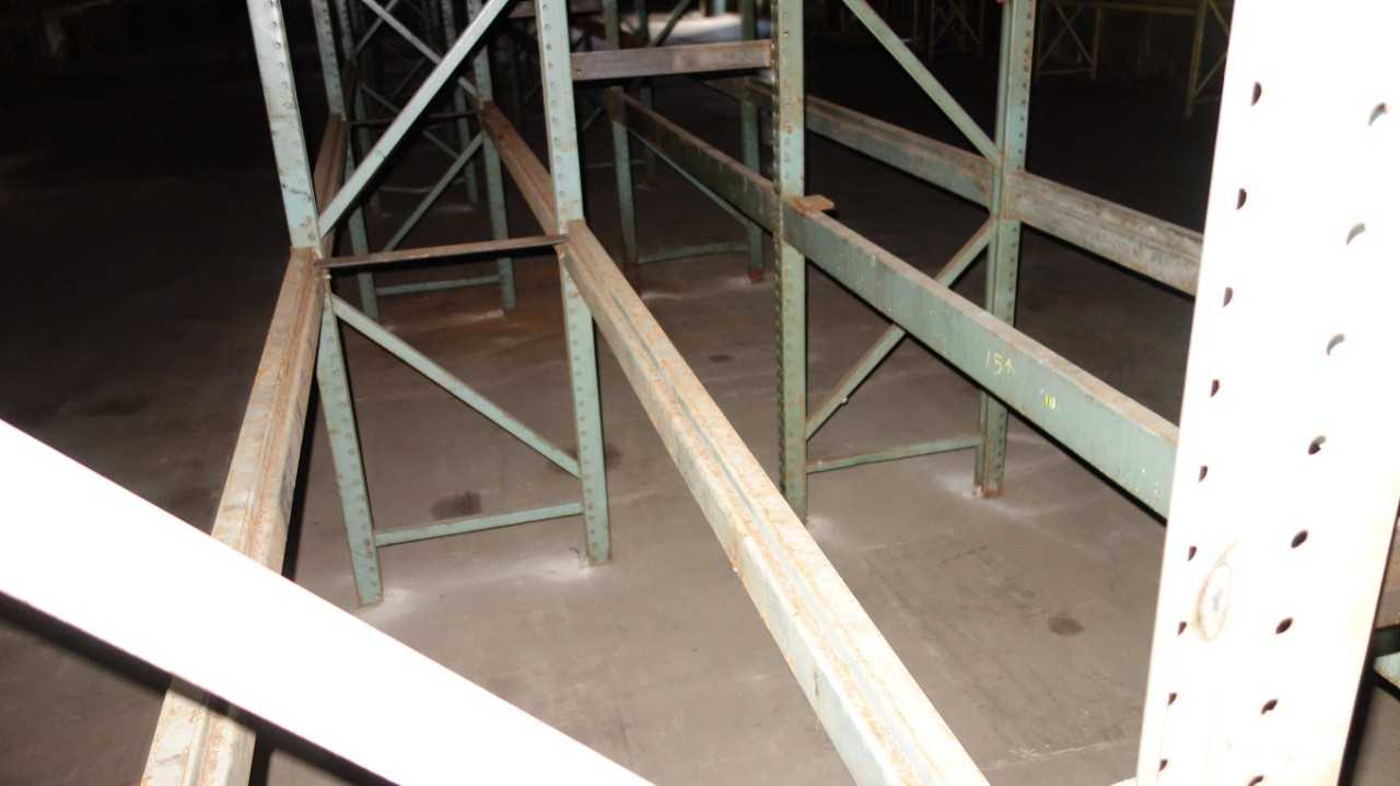 81FT OF STEEL RACKING - 9ft Sections, 18' HIGH x 3' DEEP - PALLET RACKING