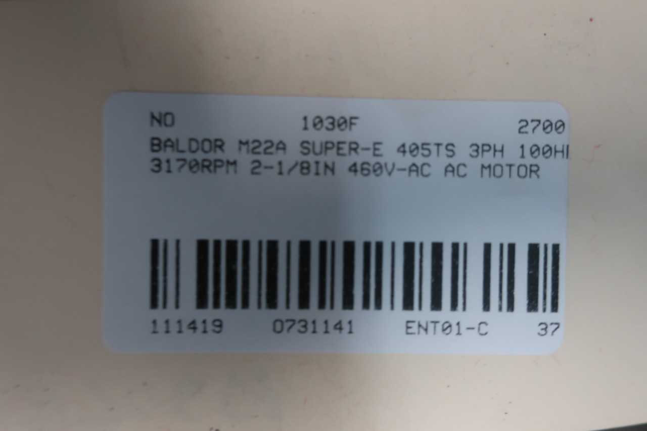 Baldor M22A Super-e Ac Motor 405ts 3ph 100hp 3170rpm 460v-ac - ELECTRIC MOTORS