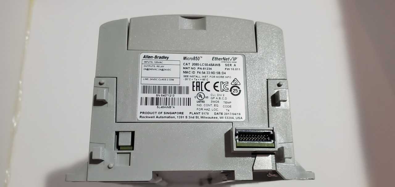 Allen Bradley Micro 850  2080-LC50-48AWB PLC - AUTOMATION & CONTROLS