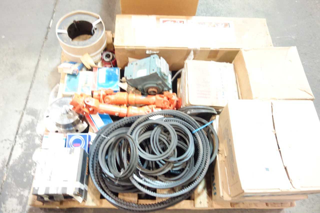 2 PALLETS OF ASSORTED ROLLER BEARINGS, GEAR REDUCERS, BELTS, BUSHING-TIMKEN, SKF, NSK, SEW EURODRVE - BEARINGS