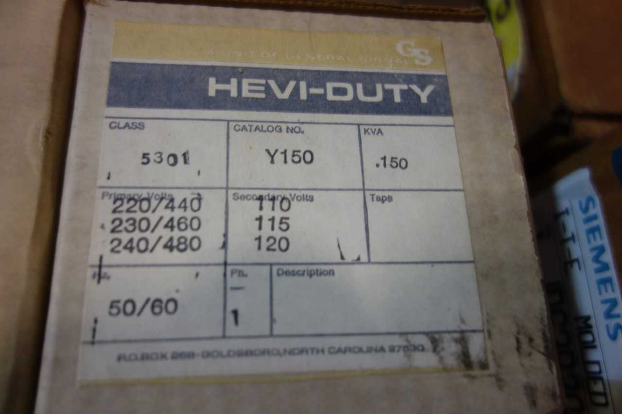 LOT OF GS GENERAL SIGNAL Y150 HEVI-DUTY 1PH 150VA 240/480V-AC 120V-AC VOLTAGE TRANSFORMERS - CONTROL TRANSFORMERS