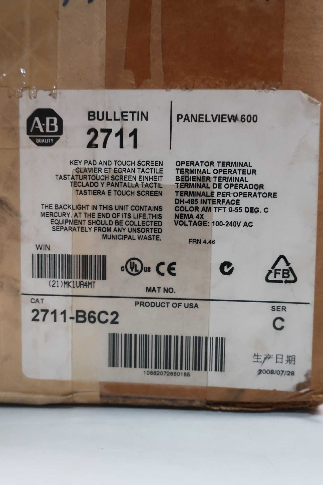 NEW ALLEN BRADLEY 2711-B6C2 PANELVIEW 600 OPERATOR INTERFACE PANEL SER C - AUTOMATION & CONTROLS