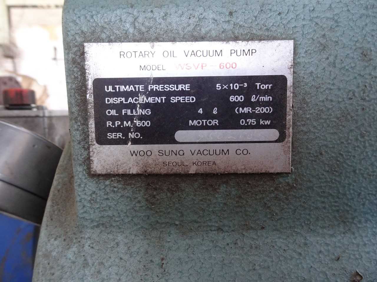 WOO SUNG VACUUM PUMP W/ Motor WSVP-600 - VACUUM PUMP