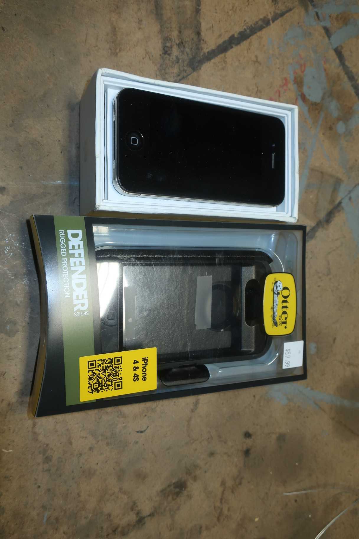 APPLE IPHONE 4S MODEL: A1387 W/ CHARGER, OTTERBOX CASE - TELECOMMUNICATION