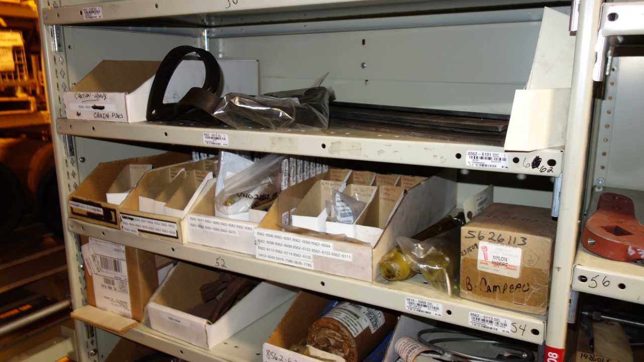 CONTENTS OF 4 SHELF COLUMNS, ASSORTED MRO - SHELVING