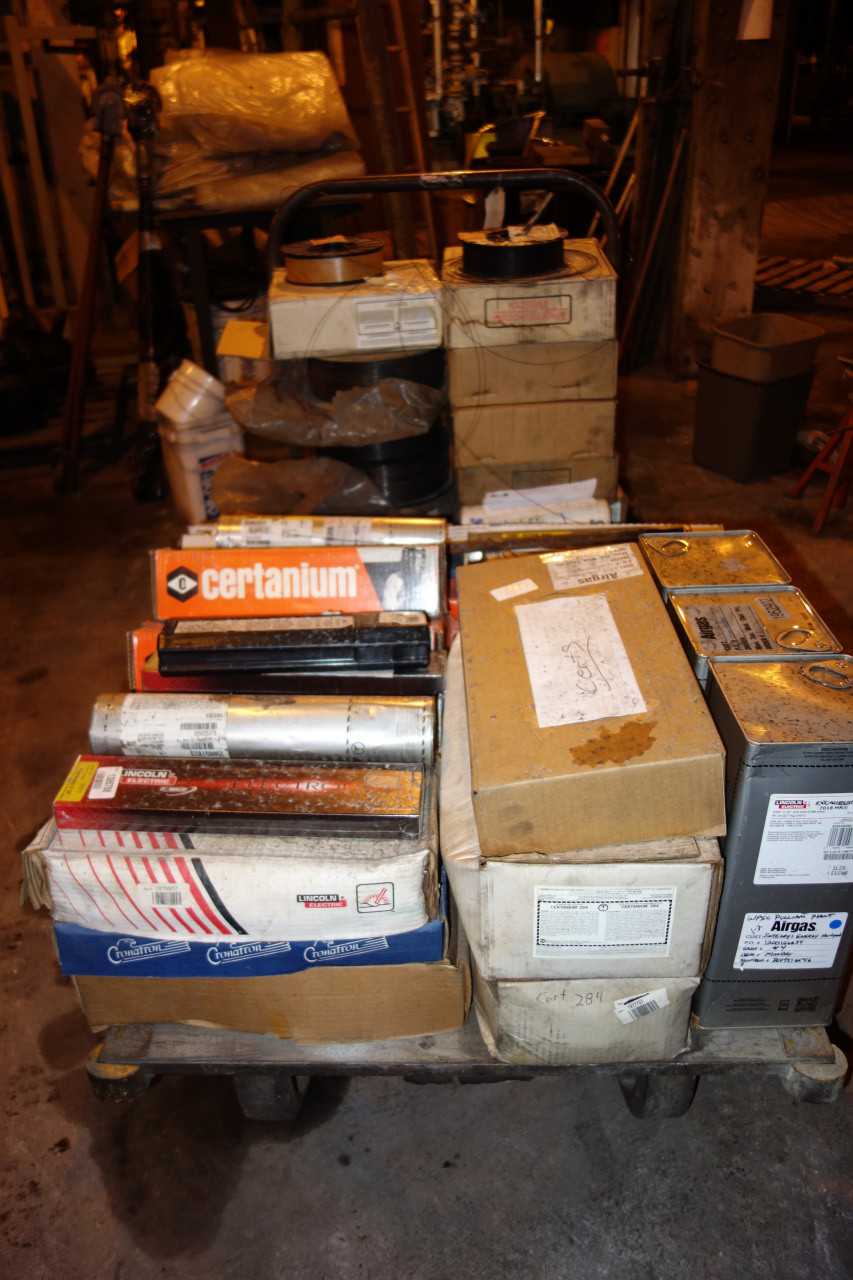 CART OF ASSORTED WELDING RODS, ELECTRODES, ESAB - WELDING EQUIPMENT