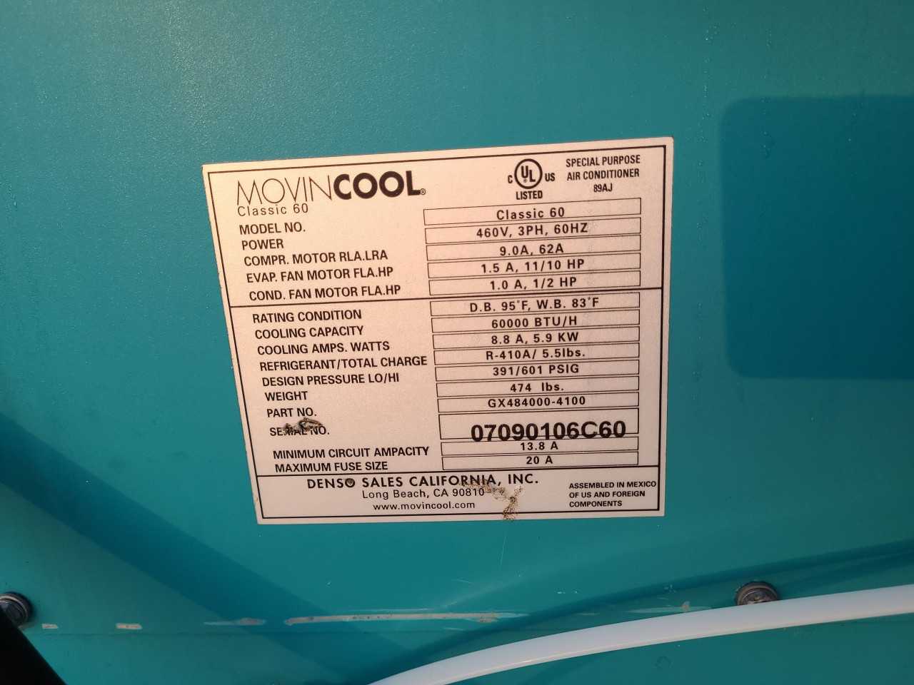 MOVINCOOL CLASSIC 60 (Lot 2586561) San Antonio, TX - AIR CONDITIONER