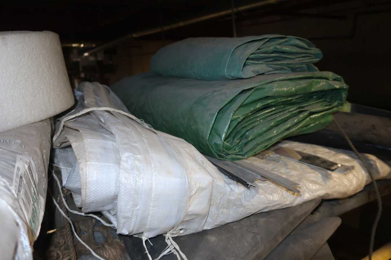 LOT OF ASSORTED TAR PAPER, TARPS, PLASTIC SHEETING - MISCELLANEOUS