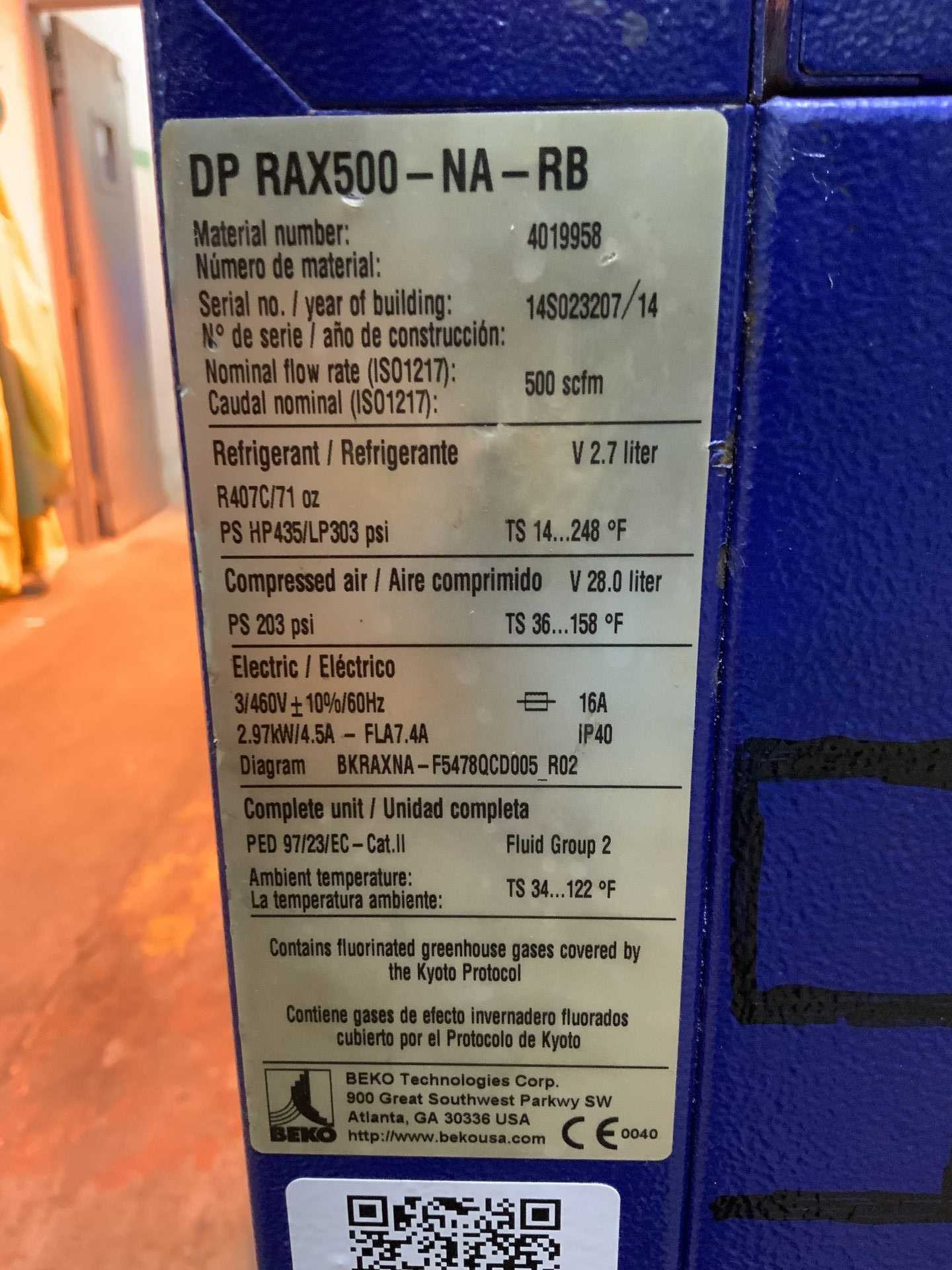 2007 BEKO DP RAX500-NA-RB AIR DRYER - AIR DRYERS