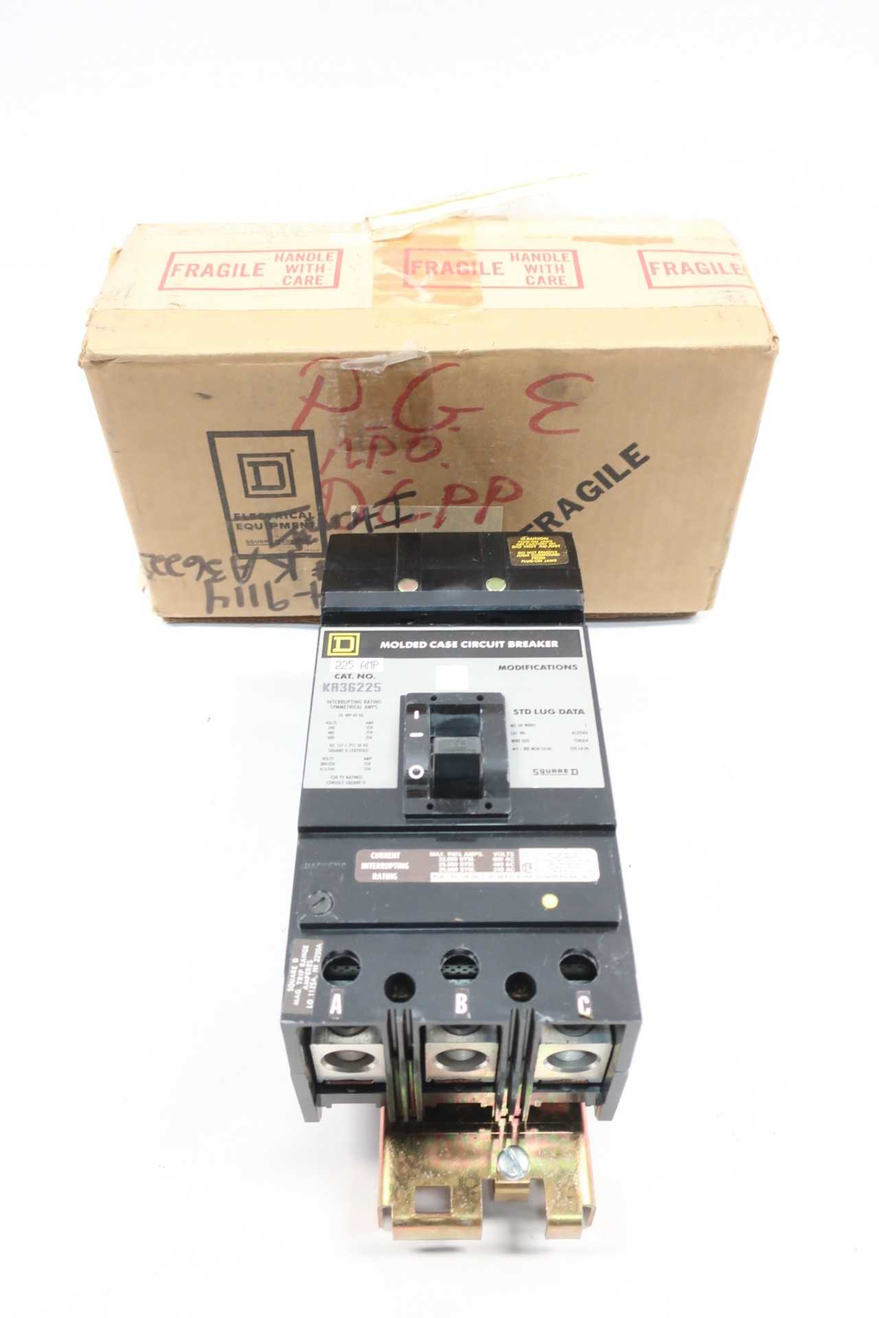 SQUARE D KA36225 3P 225A AMP 600V-AC MOLDED CASE CIRCUIT BREAKER - CIRCUIT BREAKERS SQUARE D KA36225 3P 225A AMP 600V-AC MOLDED CASE CIRCUIT BREAKER - CIRCUIT BREAKERS
