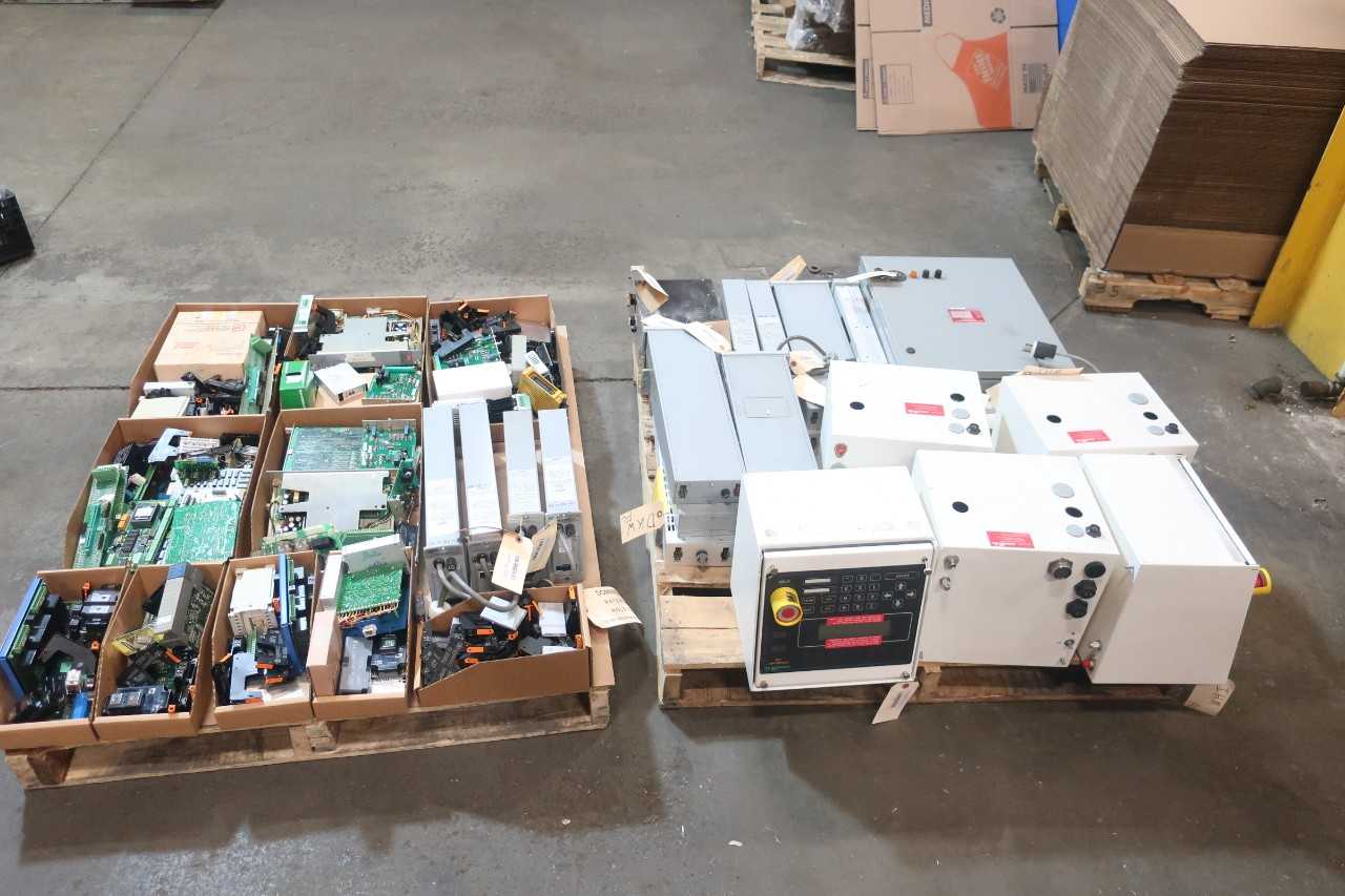 2 PALLETS OF ASSORTED ELECTRICAL MODULES, DELTA V CHARM CARDS, CIRCUIT BOARS, CONTROLLERS, CONTROLS, CONTROLLER MODULE, FOOTPRINT DISTRIBUTION MODULE- DELTAV, EMERSON, FOXBORO, LEEDS & NORTHRUP INSTRUMENTS, ALTECH, SIMPLEX, BW CONTROLS, AIR PRODUCTS, MAGN - AUTOMATION & CONTROLS