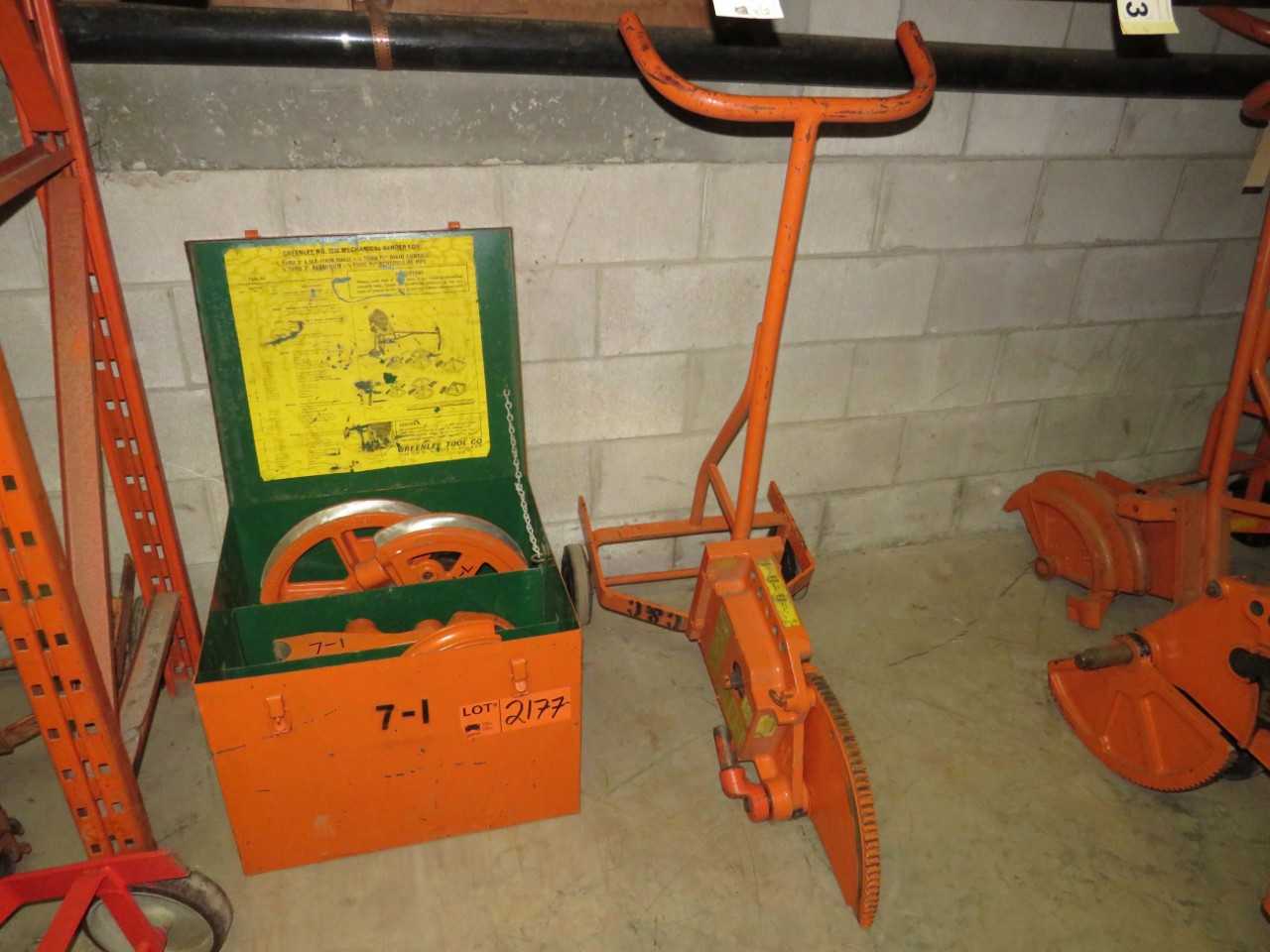 GREENLEE 1818 MECHANICAL PIPE BENDER 1/2" TO 2" W/ SHOE STORAGE BOX - ELECTRIC POWER TOOLS