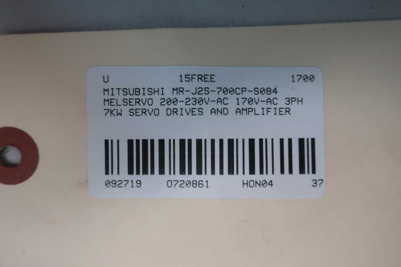 MITSUBISHI MR-J2S-700CP-S084 MELSERVO 200-230V-AC 170V-AC 3PH 7KW SERVO DRIVES AND AMPLIFIER - SERVO