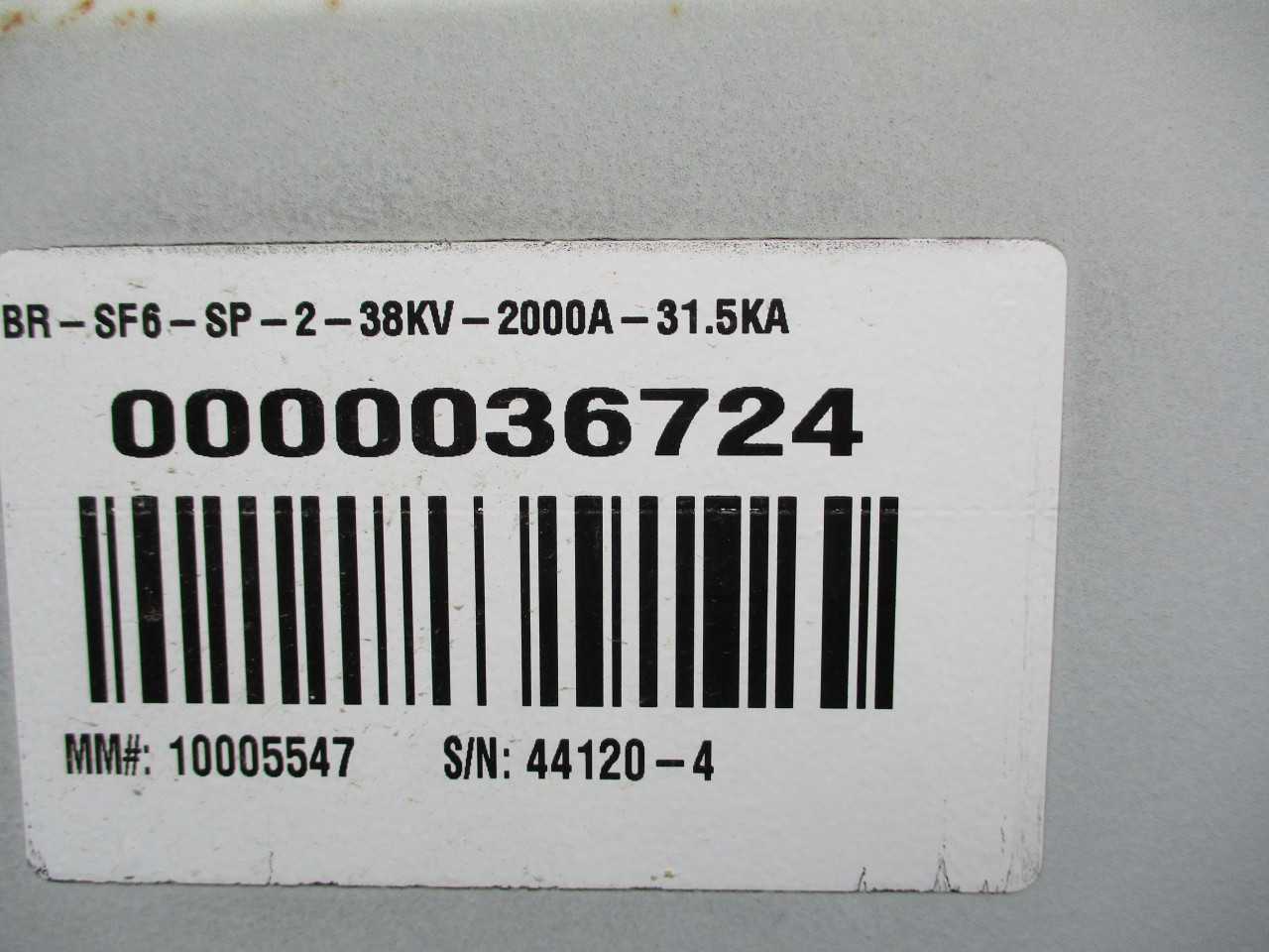 1987 Siemens SP SF6 breaker. Type SP38-31.5-2. 38kv, 31.5ka, 2000A - CIRCUIT BREAKERS
