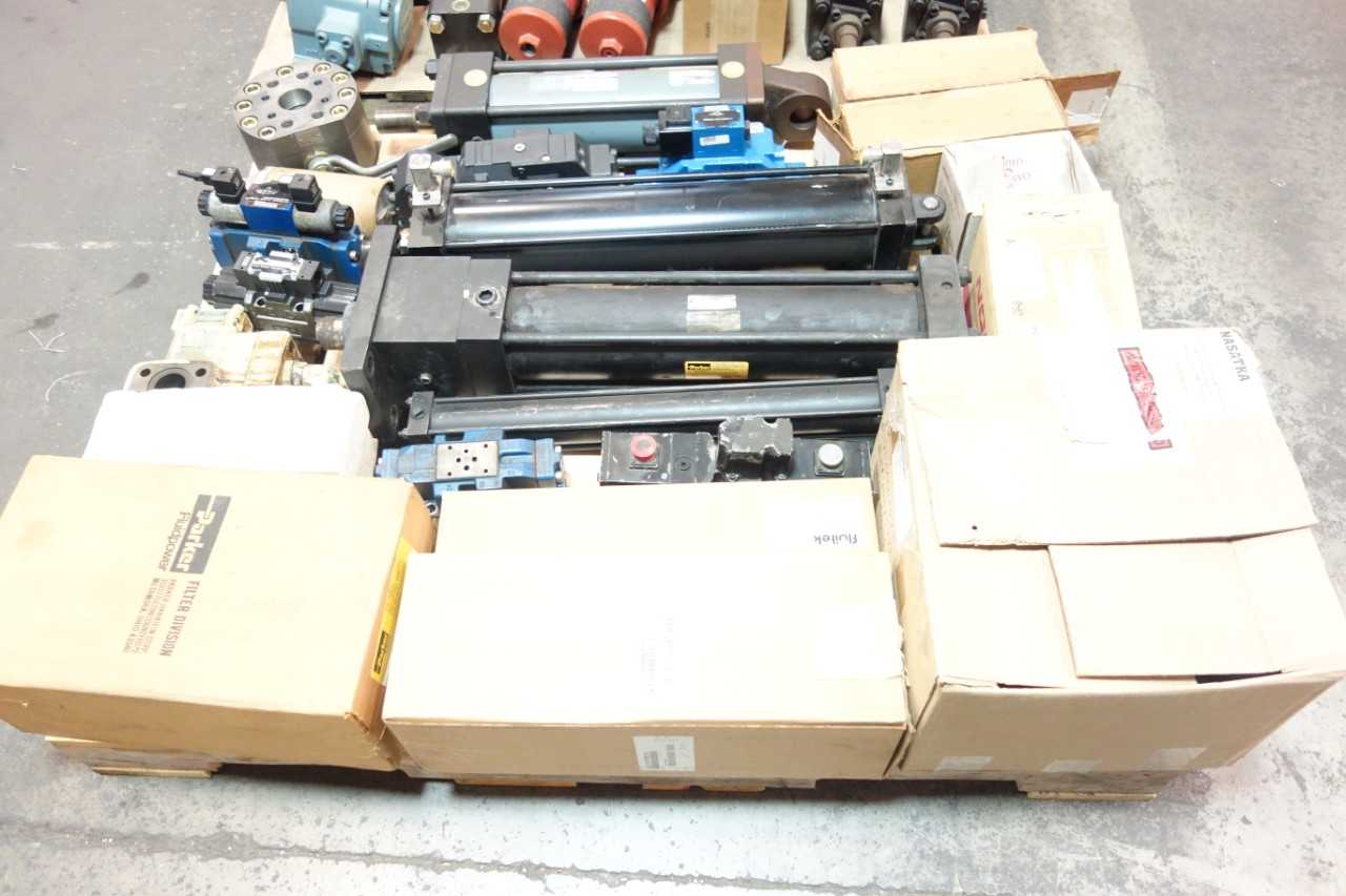 2 PALLETS OF ASSORTED MOTORS, VALVES, CYLINDER, FILTERS, PUMPS- PALL, NACHI, MONARCH - ELECTRIC MOTORS