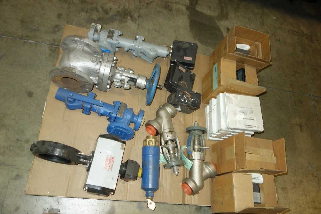 2 PALLETS OF ASSORTED VALVES, POSITIONERS, RELIEF VALVES, BUTTERFLY VALVES, BAILEY, ANDERSON GREENWOOD, CONVOL - VALVES