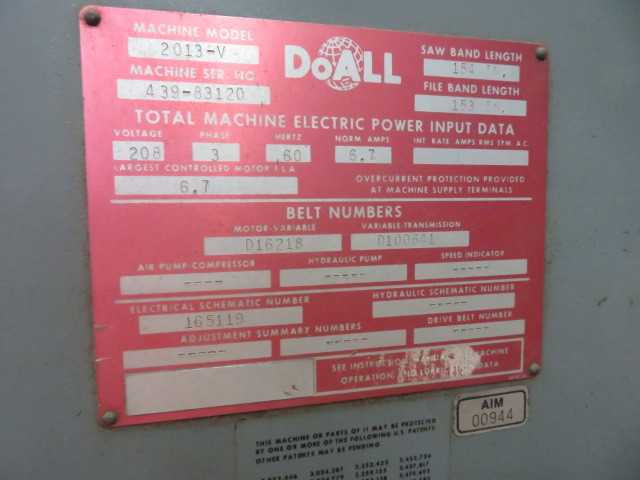 Do All Vertical Band Saw, model 2013-V - MISCELLANEOUS