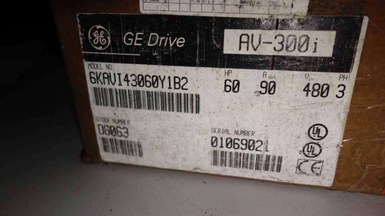 GENERAL ELECTRIC 6KAVI43060Y1B2 AV-300I 60HP DRIVE - ELECTRIC MOTORS