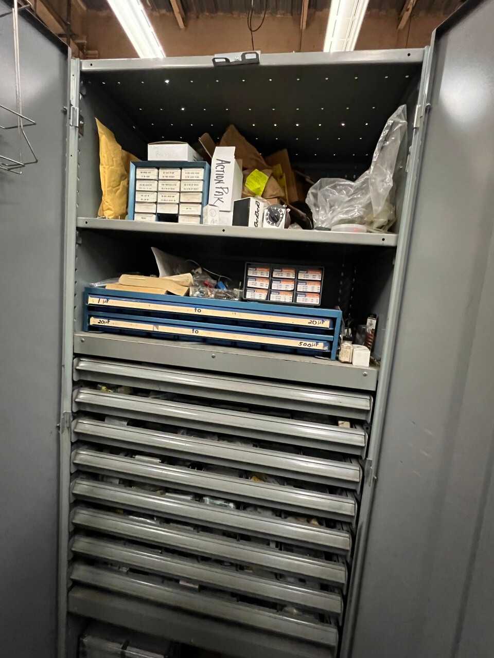Cabinet with contents - electrical supplies and testers - ELECTRICAL COMPONENTS