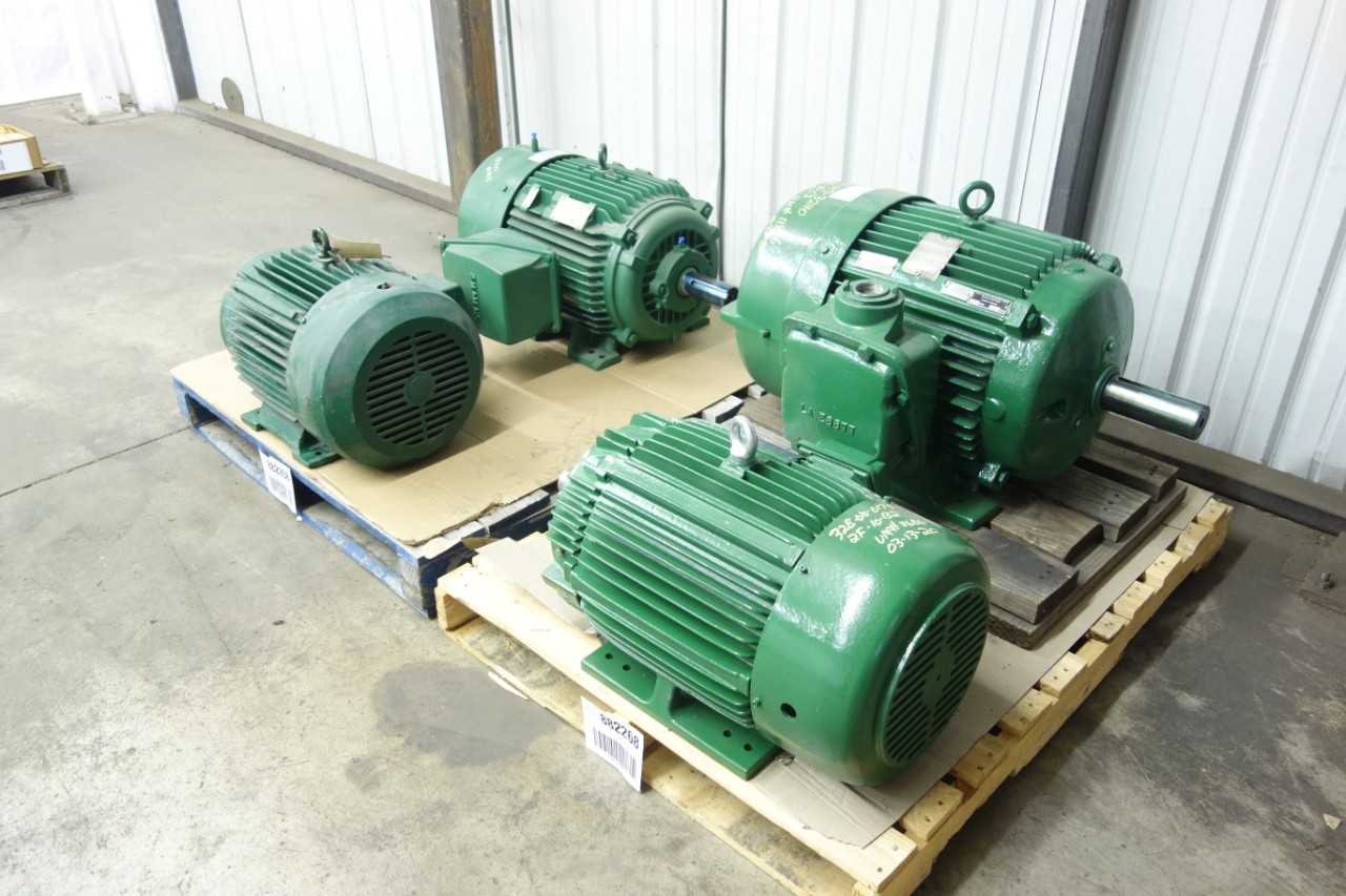 2 PALLETS OF ASSORTED AC MOTORS, 460 V, 15 - 75 HP - ELECTRIC MOTORS