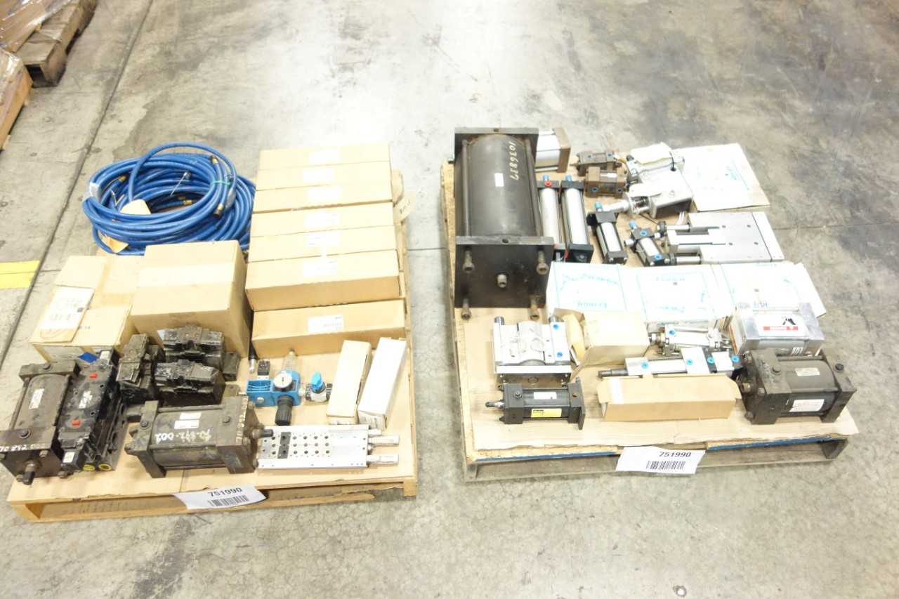 2 PALLETS OF ASSORTED PNEUMATIC CYLINDERS, PARTS, FILTERS, HOSE - PNEUMATIC CYLINDERS & ACTUATORS