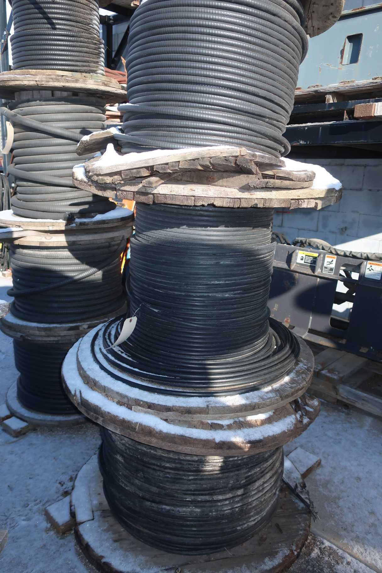 3 SPOOLS OF ASSORTED INSULATED CABLE-WIRE - ELECTRICAL COMPONENTS