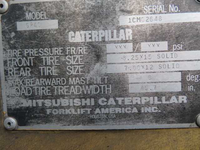 Caterpillar 6800 Lb Capacity Fork Lift with 72 inch forks propane and hard tires - PLANT & FACILITY