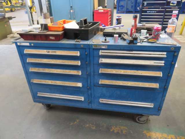 10 Drawer Metal TooL Cabinets on Wheels with Internal Contents Only - MISCELLANEOUS