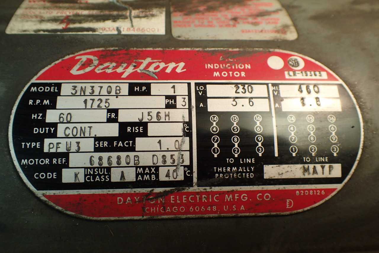 Dayton 3N370B 1HP Hazardous Location Motor 230/460V 3PH 1725 RPM, fr. J56H - ELECTRIC MOTORS