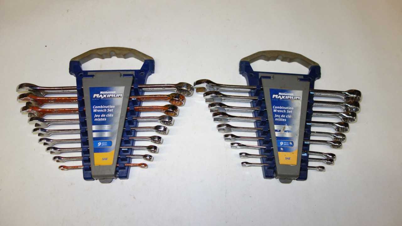 LOT OF 2 MASTERCRAFT MAXIMUM COMBINATION WRENCH SETS - ELECTRIC POWER TOOLS
