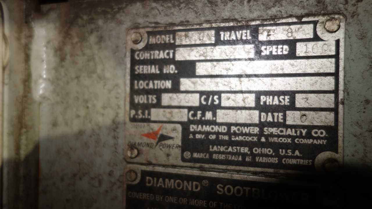LOT OF 4 DIAMOND POWER IK600 300PSI 460V-AC SOOTBLOWER - PROCESS EQUIPMENT