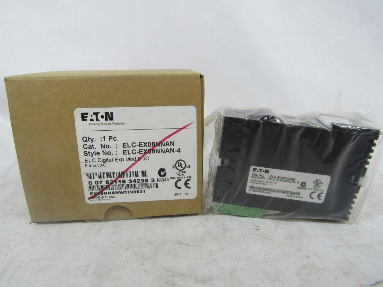Lot of Qty 1x Eaton ECL03C1A4A Lighting Contactor 4P & 1x ELC-EX08NNAN PLC I/O Module 24VDC - AUTOMATION & CONTROLS